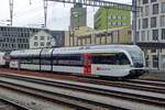 Red door: ThurBo 720-8 stands in Brugg AG on 25 May 2019. 