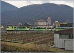 A AL local train on the way to Leysin, in the background the Castle of Aigle.