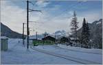 The ASD Bt 434 and the BDe 4/4 403 by Vers l'Eglise on the way to Les Diablerets.