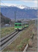 The TPC ASD BDe 4/4 403 in the vineyard over Aigle on the way to Les Diablerets.