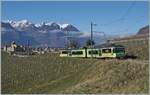 The TPC Beh 4/8 591 is on its way as a regional train from Aigle to Les Diablerets. On the left side of the image, the Château d'Aigle can be seen.

November 24, 2024