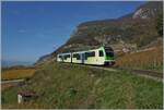 Above Aigle, the TPC ASD ABe 4/8 471 is on its way from Les Diablerets to Aigle.