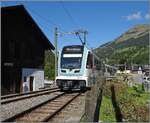 The ASD ABe 4/8 473 departs from Les Diablerets station as R71 to Aigle.