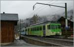 ASD BDe 4/4 404 and 402 are arriving at Les Diablerets.