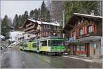 The TPC BVB BDeh 4/8 93 is leaving the Arveyes Station on the way to Villars.