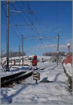 A TPF local train from Palézieux is arriving at Châtel St Denis.