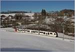 A TPR local train on the way to Montbovon by Remaufens.