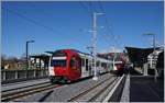 TPF local trains in the new Châtel St-Denis Station.