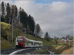 A TPF local train on the way to Bulle by Châtel St-Denis.