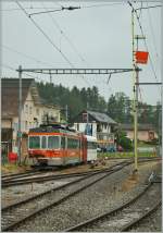 A TPF local train is leaving Palzieux.