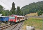 The incomming train from Vallorbe to Le Brassus is arriving at Le Pont.