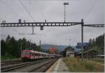 The TRAVYS RBDe 560 384-0 with his local train on the way to Le Brassus is leaving Vallorbe.