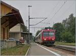 The TRAVYS RBDe 560 384-0 with his local train from Le Brassus to Vallorbe is arriving at Le Pont.