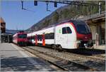 The SBB RABe 523 108 and in the backgroud a TRAVAY local train to Le Brassus in Vallorbe. 

24.03.2022