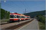 A WB local train from Waldenburg to Liestal by his stop in Altmarkt.