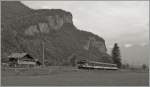 The  Zentralbahn  De 110 002-3 with a local train from Interlaken Ost to Meiringen by Meiringen.
01.06.2012