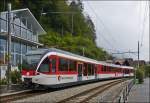 . A ZB local train to Interlaken Ost is arriving in Brienz on September 29th, 2013.