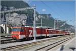 A ZB HGe 4/4 wiht a passanger train by his break in Meiringen.
30.6.2018