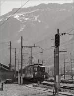 Zentralbahn  zb  De 110 003-1 is arriving with his IR in Interlaken Ost.