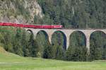 ge 4/4 III no 642  Albula  at Landwasser-Viaduct near to Filisur, August 26th, 2006.