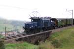 Ge 6/6 I no 412 with an extra train at Bergn, September 8th, 2006.