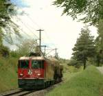 The RhB Ge 4/4 II 632 with two SBB Cargo Wagons by Reichenau.