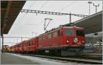 RhB Ge 4/4 I N with the couches Chur - Samaden - St Moritz. The other part of this train goes to Tirano. 
11.05.2010