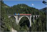 A RhB local Train on the Wiesen Viaduct.