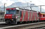 Ge 4/4 III no 642  RhB team  at Samedan, August 20th, 2009.