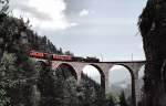 Ge 6/6 I at the Landwasser-viaduct near to Filisur, August 1989.