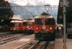 RhB Ge 4/4 633, 624 and an control car on 17.05.1999 at Landquart. 
