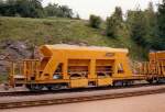 Rhaetian Railway - Hopper wagon Fad 8725 in station Filisur, August 1987