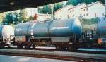 Rhaetian Railway - Tank wagon Uah 8139(*) in station Pontresina, August 2000 (* now Za 8139) 