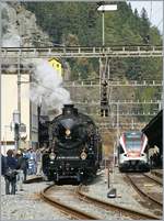 The C 5/6 2978 and a Tilo Flirt in Göschenen.