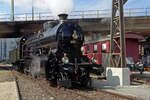 On 26 May 2019 the Elefanten 2978 lets off some steam in the depot of Verein Mikado 1244 at Brugg AG during a steam wekend. 