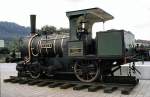 HG 1/2 rack steam locomotive named  Gnom  at Olten, August 15th, 1980. The engine as built in 1871 and had a max.  speed  of 10 km/h.