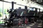 Steam locomotive, system Mallet, of SCB no 196, at museum (Verkehrshaus) at Luzern, August 26th, 1999.