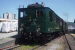 CZm steam tram loco UeBB-31 stands in the depot of Verein Mikado 1244 during their Pentecost Open Weekend at Brugg AG on 23 May 2026. With one or two coaches and a steam loco atthe otherend of the train, she willprovide a shuttle service between depot and SBB station.