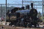 SBB Historic Habersack 5819 is passing slowly through Brugg AG station on 23 May 2026 whilst visiting the nearby works of SBB Historic that double as base for Verein Mikado 1244, who organise an Open Weekend with much extra steam trains every Pentecost Weekend. 