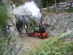 2 ft gauge steam engine  Liseli  (Jung No 1693, built 1911) in service on the high alpin panoramic railway of  Parc d'Attractions du Chatelard (VS)  in Switzerland.