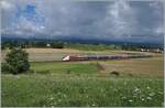 A Lyria TGV from Geneva to Paris near Satigny.