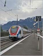 The SBB LEX RAQBe 522 227 on the way from Annecy to Coppet in La Roche sur Foron.