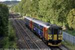 Duffield,  East Midlands Trains  DMU 153308 to Nottingham after leaving Duffield Station.