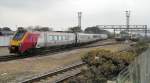 A Virgin  Pendolino  train in Penzance train depot.