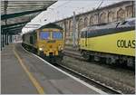 The Frightliner 66554 wiht three other Class 66 loks in Carlisle.