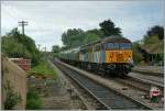 A Class 56 locomotive on the Swanage Diesel Gala by Corfe Castle.