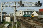 Is arriving in Cardiff Central Station: The Arriva 142 063.