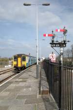 150 229 local train from St Ives is arriving in St Erth.