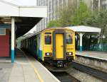 A Arriva Class 150 in the Cardiff Queens Street Station.