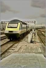 A  First  HST from London is arriving in Cardiff.